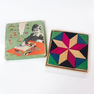 Vintage Wooden Color Block Puzzle